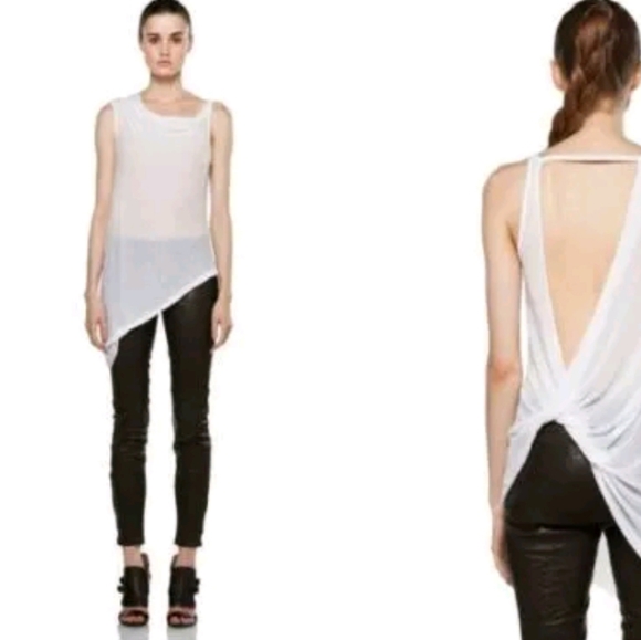 Helmut Lang Tops Helmut Lang Threadbare T Twist Back Asymmetric